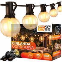 Lauko girlianda GARLAND, 15 m, 25 LED lemputės, E12, atspari vandeniui