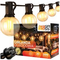 Lauko girlianda, 20 m, 20 LED lemputių, E12, atspari vandeniui