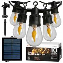 Saulės girlianda su 10 LED lemputių (E27, liepsnos efektas), 10 m