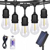 Lauko girlianda su saulės baterija, 15 m, 15 LED, nuotolinis valdymas, S14