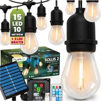 Saulės girlianda sodui, 15 LED, 10 m, IP65, su pulteliu