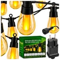 Lauko girlianda 6,5 m, 10 LED lemputių, atspari vandeniui