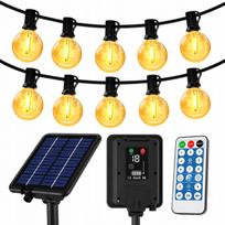 Saulės girlianda, 27 LED burbuliukai, 10,08 m, nuotolinio valdymo pultas, laikmatis