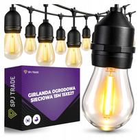 Lauko girlianda 15 m, 15 LED E27, šilta balta šviesa