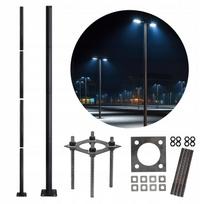 Juodas apšvietimo stulpas 4 m, Ø60 mm, sulankstomas, 4 dalių, kamerai ar lempai