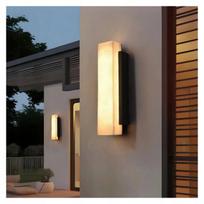 Lauko LED sieninis šviestuvas, 18W, juodo plieno ir marmuro, 60 cm, modernus