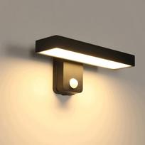 Lauko sieninis LED šviestuvas su judesio jutikliu, juodas, 17W, 3000K