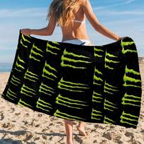 M-Monster-s E-Energy-s Pattern Beach Towel Cartoon Quick Dry Microfiber Bath Towel for Swimming Surfing Camping Unisex Holiday 130x80cm brown