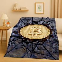 3D Turtinga BTC Bitcoin Grandinės Plokštės Meno Animacinis Flanelinis Antklodė, Itin Minkštas Šiltas Pliušinis Apklotas Namams Miegamojo Lovai Sofai Vaikams Size: 75*100cm, Weight: 230 GSM gray