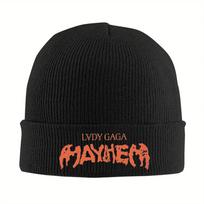 New  Lady Gaga Mayhem Album Logo Knit Hat Beanie Winter Hats Warm Unisex Hip-hop Cap Men Women Gifts One Size black