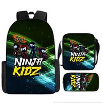 NINJA KIDZ 3 dalių rinkinys Vaikų mokyklinė kuprinė su peties krepšiu Pieštukinės Mokyklinės krepšiai berniukams mergaitėms Geriausia dovana black