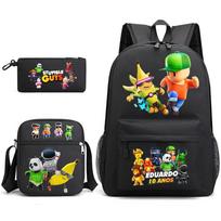 Įkvėpta Stumble Guys Vaikų mokyklinė kuprinė Oxford audinio Spausdinta Dvigubo dirželio krepšys Mokinių Lauko veiklos Backpack black
