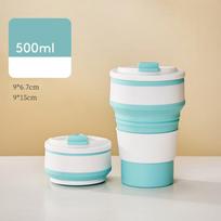 GIANXI Daugkartinio naudojimo silikoniniai sulankstomi puodeliai su dangteliu kempingui 350 ml 500 ml Nešiojami sulankstomi virtuvės kavos puodeliai kelionėms collapsible blue