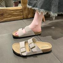 Šlepetės moterims, kamštinis padas, paplūdimio sandalai, lauko zomšiniai klumpės, sandalai su reguliuojama sagtimi, vyriški sandalai 36 pilka spalva