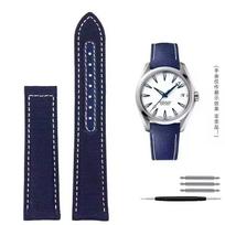 Woven Canvas Watch Strap For Omega Seamaster 300 AT150 Fabric Leather Nylon AQUA TERRA 150 Blue Black Watchband 19mm 20mm 20mm gray