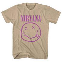26 Nirvana Purple Smile Dark Sand Licensed T-Shirt Men's- Unisex T-Shirt M beige