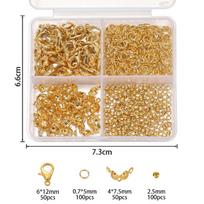 500Pcs/Box Jewelry Making Kit Lobster Clasps & Jump Rings With Box For DIY Chain Necklace Bracelet Anklet Supplies Connectors beige