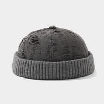 New Thickening Docker Hat Color Blocking Melon Skin Hat Beanie Caps Brimless Hats Retro Breathable Men Woman Outdoor Warm Caps One Size black