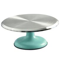 10 Inch Revolving Cake Decorating Stand Professional Aluminum Alloy Cake Turntable for Home Cake Decorating Supplies Blue gray