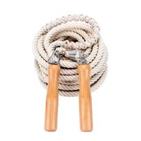 3m Wooden Handle Jump Rope Single Cotton Twine Jump Rope White Student Jump Rope for Practicing beige