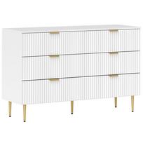 6 stalčių komoda miegamojo komoda modernūs laikymo baldai su auksinėmis rankenėlėmis ir kojelėmis, 120 x 40 x 76,5 cm, balta 120 x 40 x 76.5 cm