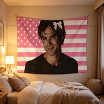 Pink American Flags Tapestry D-Damon Salvatore Flag Suitable For Party Club Indoor Wall Decor Banner Fans Gift Backdrop Cloth 100X70CM gray