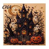 Relaxing Mosaic Art Projects for Home Halloween Faux Pearl Kit, Witch Ghost Painting DIY Creative Holiday Gift Craft Lovers Spooky Pumpkin Diamond Set 20cm G brown