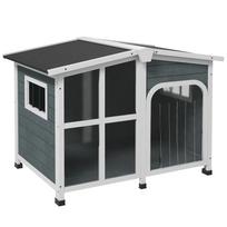 Outdoor Dog Kennel for Medium Size Dogs with Opening Roof in Wood, 101x66.5x70.5 cm, Grey