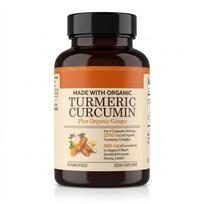 Organic Turmeric Curcumin 2250mg with Ginger & BioPerine (90 Vegan Caps) 1pack