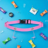 Reguliuojamas elastinis bėgimo numerio diržas, laikiklis, lengvas juosmens diržas, sportinė įranga Pink Upgraded blue