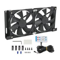 12V Refrigerator Vent Fan Kit for Motorhome Side Vent Heat Exhaust with 2 Fans, Mounting Bracket, and Cable for Travel Trailers Use 1 gray