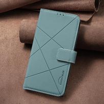Premium RFID Blocking Wallet Case For Samsung Galaxy A27 A37 A57 5G Geometric Pattern Leather Flip Cover with Card Slots Samsung Galaxy A27 dangaus mėlyna spalva