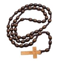 Mediniai Rožančiai Su Natūraliais Karoliukais ir Kryželiais Pakabukais Maldai Meditacijoms Elegantiški Medžio Rašto Rožančiaus Karoliukai 1 black