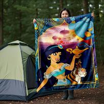 1 vnt., Princesės Džasminos ir Džino pledas Animacinis Dygsnis Laiko Futbolo Modelį Mesti Pledas Namų Dekorui 80x120cm blue