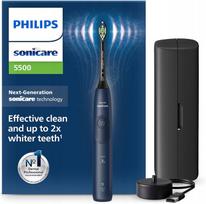 Elektriniai dantų šepetėliai Philips Sonicare 5500 HX7113/01, mėlyni, 2 vnt., su dėklu