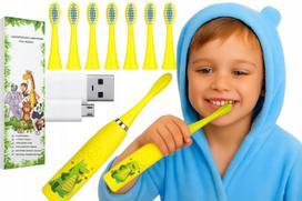 Elektrinis geltonas Sonic dantų šepetėlis vaikams su priedais