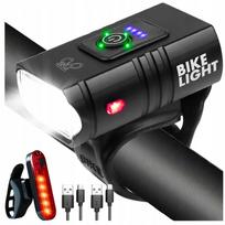 Dviračio žibintai USB, LED, įkraunami, priekiniai ir galiniai, atsparūs vandeniui, 6 režimai