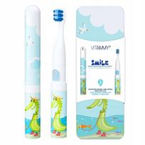 Vaikiškas elektrinis dantų šepetėlis VITAMMY SMILE su dėklu, 2 antgaliai, nuo 3 metų