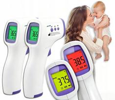 Bekontaktis termometras Lucky LCD, violetinis, su karščiavimo signalu