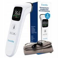 Bekontaktis termometras Everlife Medical, 1 s, su dėklu, karščiavimo signalas, baterijos