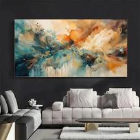 Frameless Abstract Oil Painting - Vibrant Tie-Dye Modern Art Canvas Wall Decor for Living Room, Home Decorati 20x40cm No Framed brown