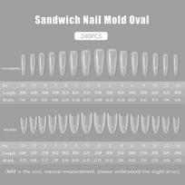 240Pcs Sandwich Dual Nail Form Coffin Almond Nail Forms 14Size Reusable Top Bottom Forms Nail Art Extension Top Mold Bottom Mold