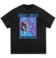 [ACID WASHED FRAYED] Vintage Guns N' Roses 'Use Your Illusion II' Tee. M blue