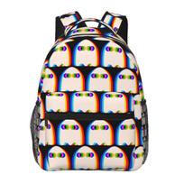 Ghost Trippy Vaporwave Halloween Techno Rave EDM Music Student Backpack School Bag Daypack for Men Women Bookbag Shoulder Bags One Size white