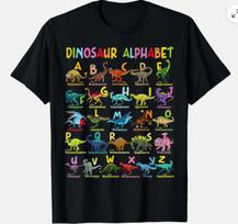 Dinozaurų tipai Abėcėlė ABC Dino Mokymasis Unisex Marškinėliai L black