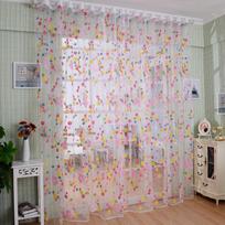 Kaimo mažos gėlės Voile Tiulis Kambario lango Užuolaida Permatoma Voile Panel Drapes Curtain One Size rožinė