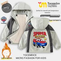 Cars Lightning McQueen Boys' Winter Jacket, Warm Quilted Hooded Outerwear with Plus Velvet Lining. 160cm gray