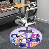 Kpop Merginos Kėdės kilimėlis Apvalus kilimas - Biuro kilimas, Skalbiamas mašinoje, Neslystantis, Tinka svetainėms, Miegamiesiems 80cm gray
