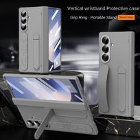 For Samsung Galaxy Z Fold 7 Silicone Rotation 180° Folding Wristband * Stand * Hinge 3-in-1 Full Lens Protection Phone Case For Galaxy  Z Fold 7 pilka