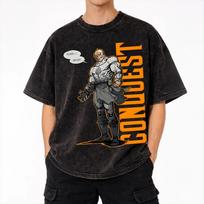 Harajuku skalbinti marškiniai Conquest invincibles Apranga Retro marškinėliai Harajuku gatvės apranga trumpomis rankovėmis vasariniai viršutiniai drabužiai T-shirtai 3XL įvairiaspalvis
